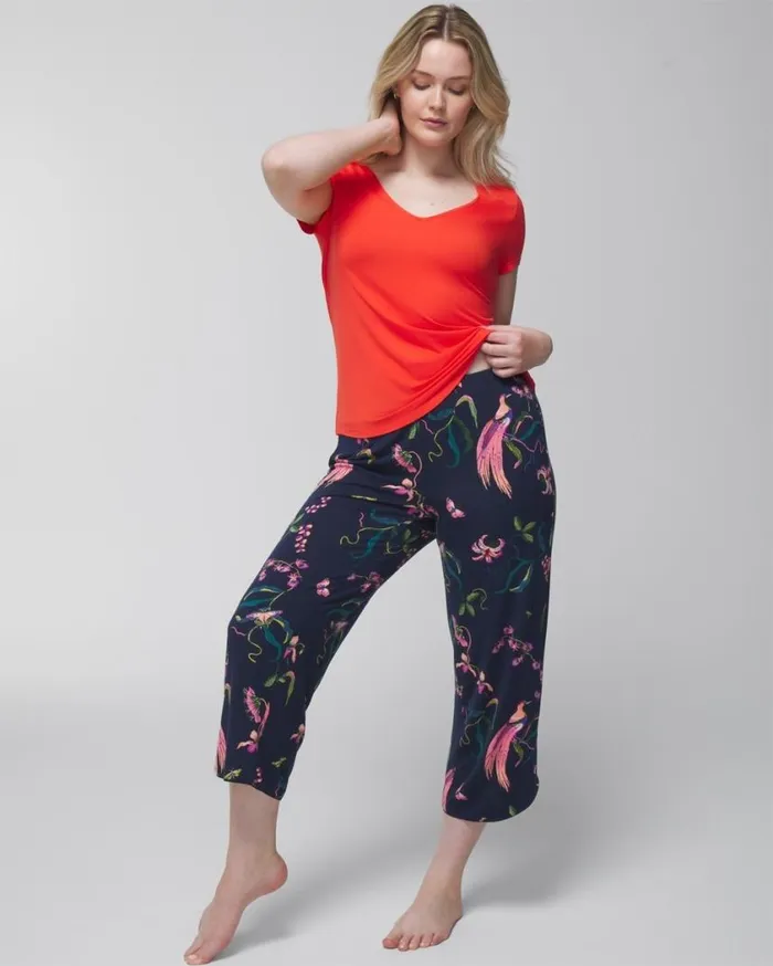 Soma Cool Nights Cropped Pajama Pants Merry Dot G Navyivory Women Matching Sets and Separates