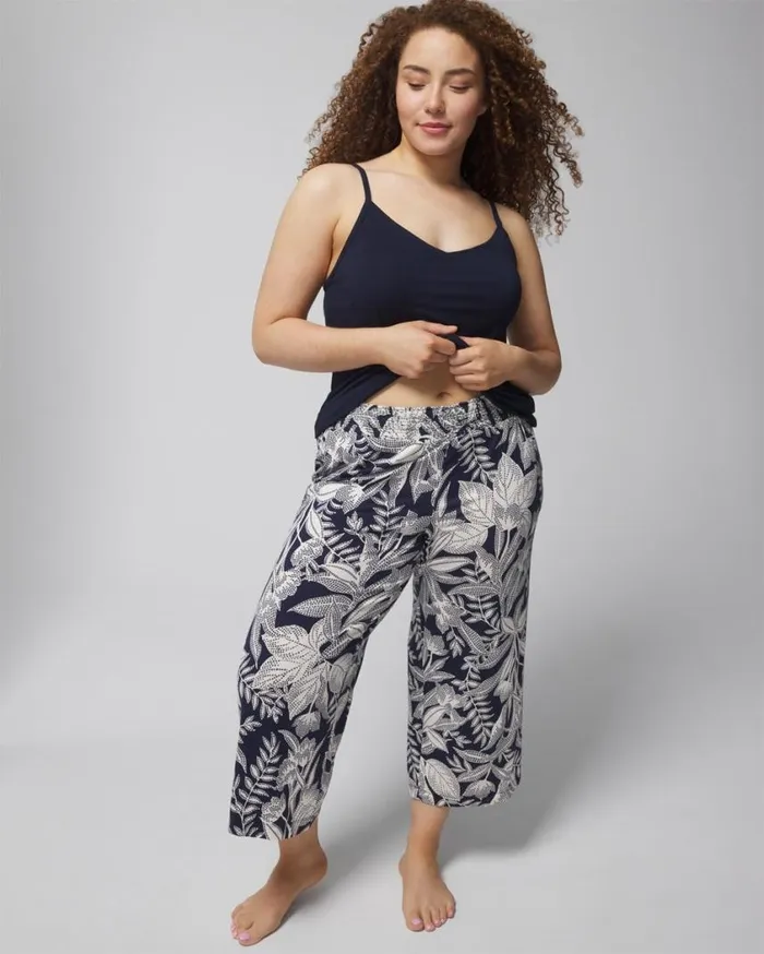 Soma Cool Nights Cropped Pants Dreamland Stripe Blue Women Matching Sets and Separates