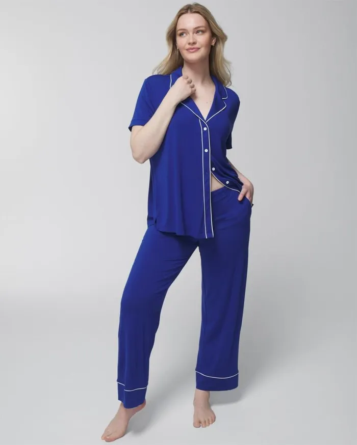Soma Cool Nights Pajama Pants Hi Fi Flora Mini Black Women Matching Sets and Separates