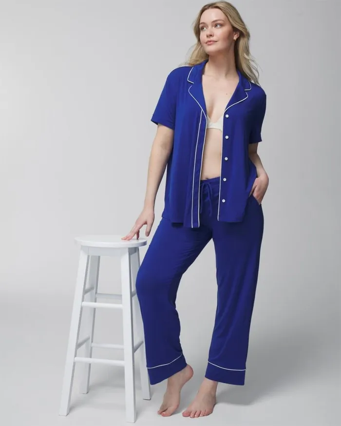 Soma Cool Nights Pajama Pants Hi Fi Flora Mini Black Women Matching Sets and Separates
