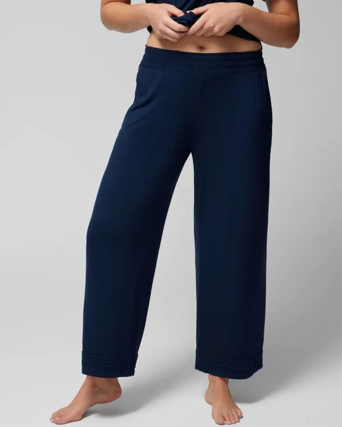 Soma Cool Nights Pintuck WideLeg Pajama Pants Nightfall Navy Women Matching Sets and Separates