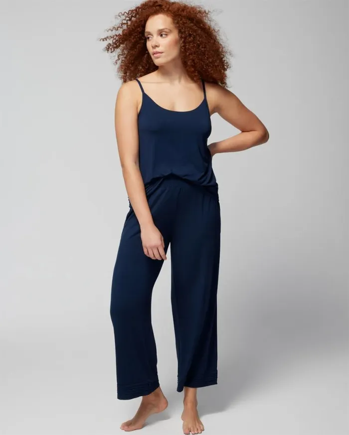 Soma Cool Nights Pintuck WideLeg Pajama Pants Nightfall Navy Women Matching Sets and Separates