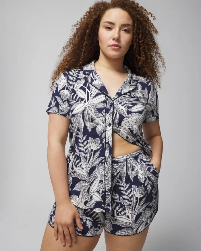 Soma Cool Nights Printed Pajama Shorts Merry Dot G Navyivory Women Pajama Bottoms