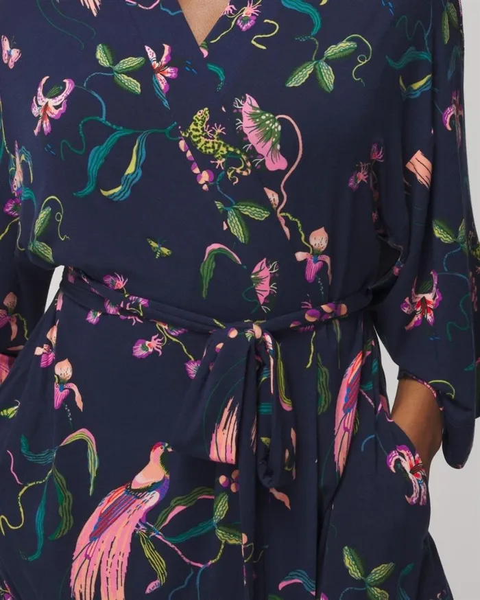 Soma Cool Nights Short Robe Oasis Palms Blackws Women Matching Sets and Separates