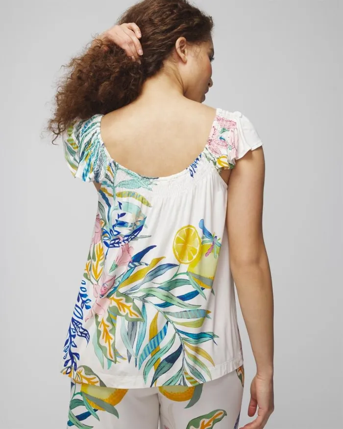 Soma Cool Nights Smocked Ruffle Cami Lemon Squeeze Grand Ivory Women Matching Sets and Separates