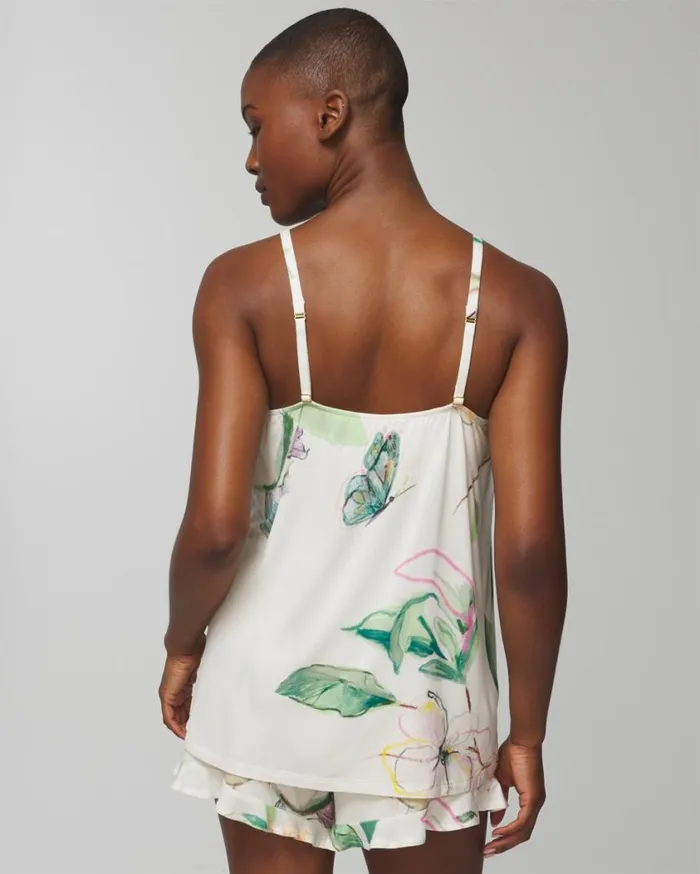 Soma Cool Nights TieFront Cami Sketchbook Flora G Ivory Women Matching Sets and Separates