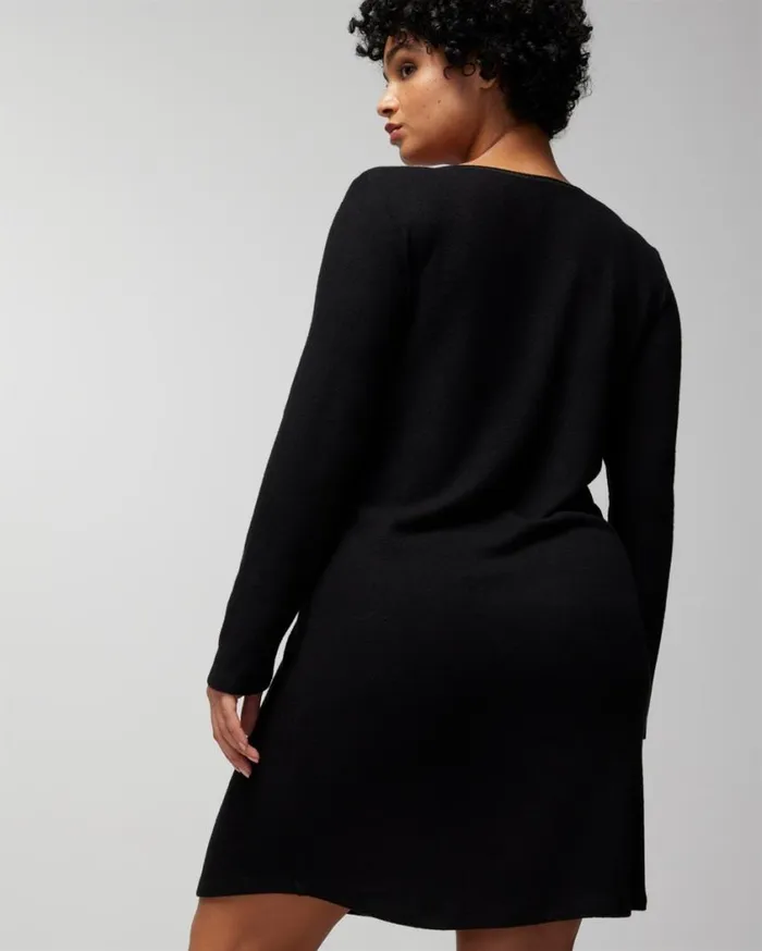 Soma CozyLuxe LongSleeve Sleepshirt Black And White Cross Dye Women Sleepshirts
