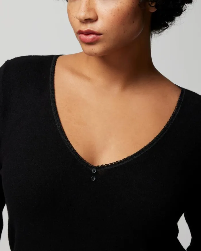Soma CozyLuxe LongSleeve Sleepshirt Black And White Cross Dye Women Sleepshirts