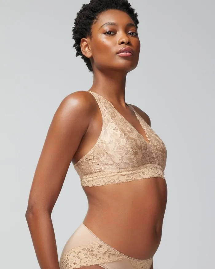 Soma Embraceable Signature Lace Back Detail Bralette Adobe Roseporcelain Women Bras