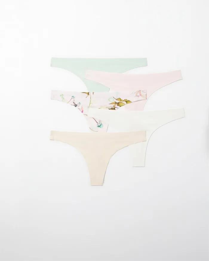 Soma Enbliss Soft Stretch Thong 5Pack Clay Rose Multipack Women Panties