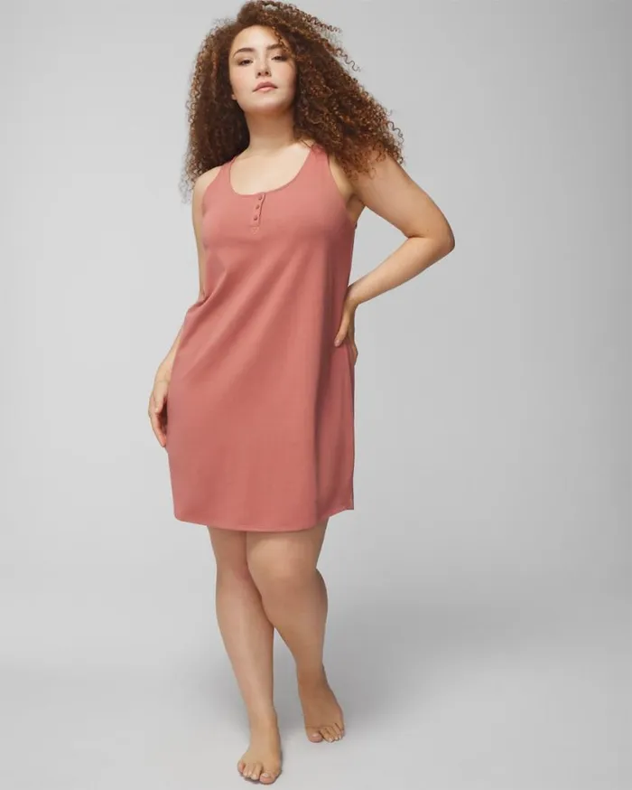 Soma Most Loved Cotton Tank Sleepshirt Heather Agate Women Sleepshirts