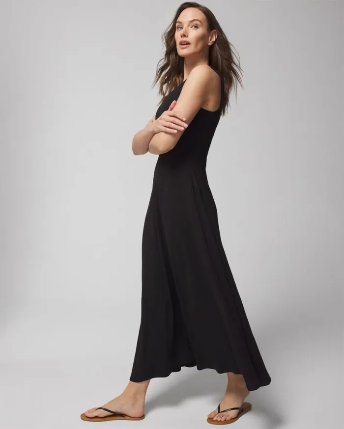 Soma Rib Tank Maxi Bra Dress Black Women Long Dresses