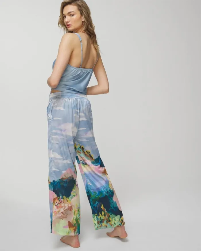 Soma Satin Ankle Pants Wanderlust Blue Women Matching Sets and Separates
