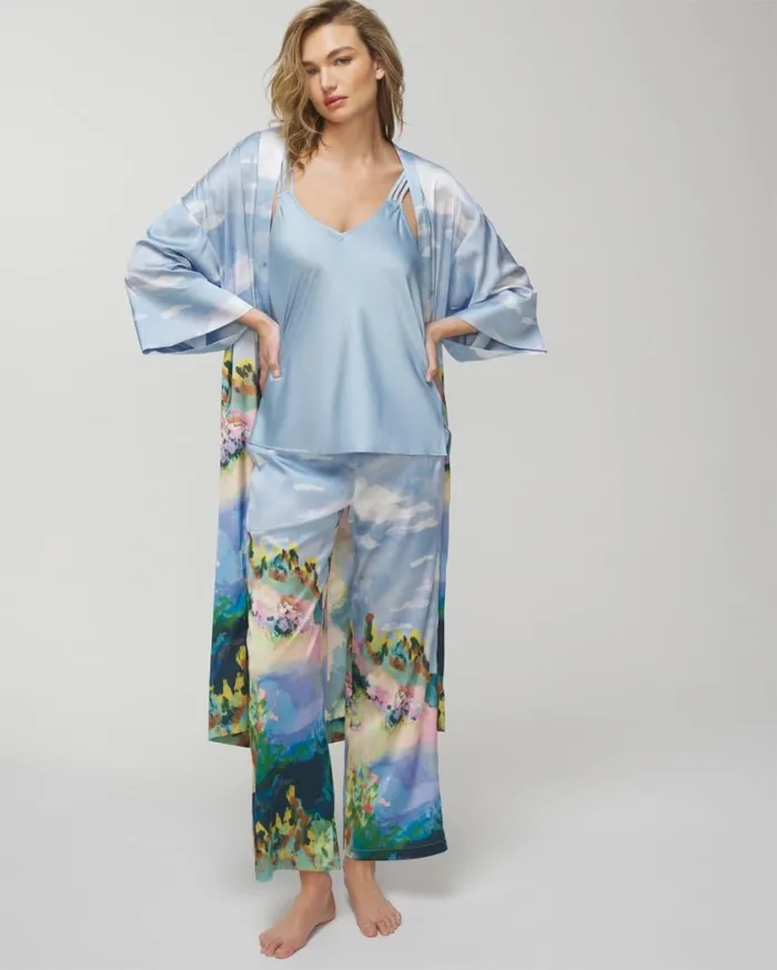 Soma Satin Ankle Pants Wanderlust Blue Women Matching Sets and Separates