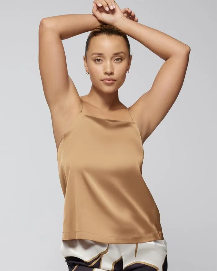 Soma Satin SquareNeck Cami Iced Coffee Women Pajama Tops
