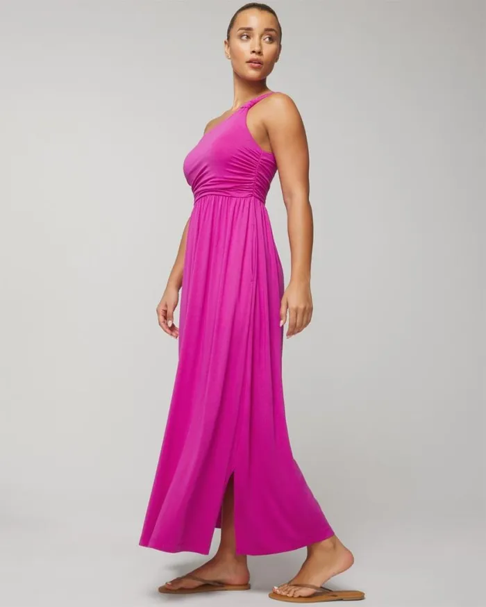 Soma Soft Jersey OneShoulder Knot Maxi Bra Dress Wild Berry Women Long Dresses