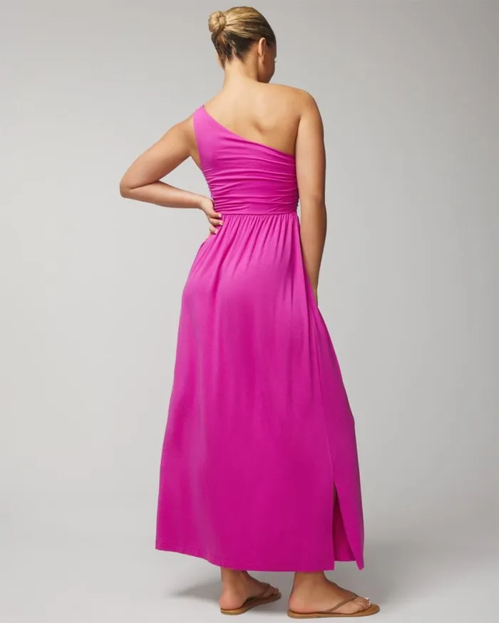 Soma Soft Jersey OneShoulder Knot Maxi Bra Dress Wild Berry Women Long Dresses