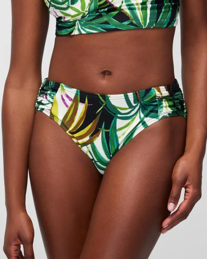 Soma Soma Swim Ruched Bikini Bottoms Bungalow Palms Mini Ivory Women Swim