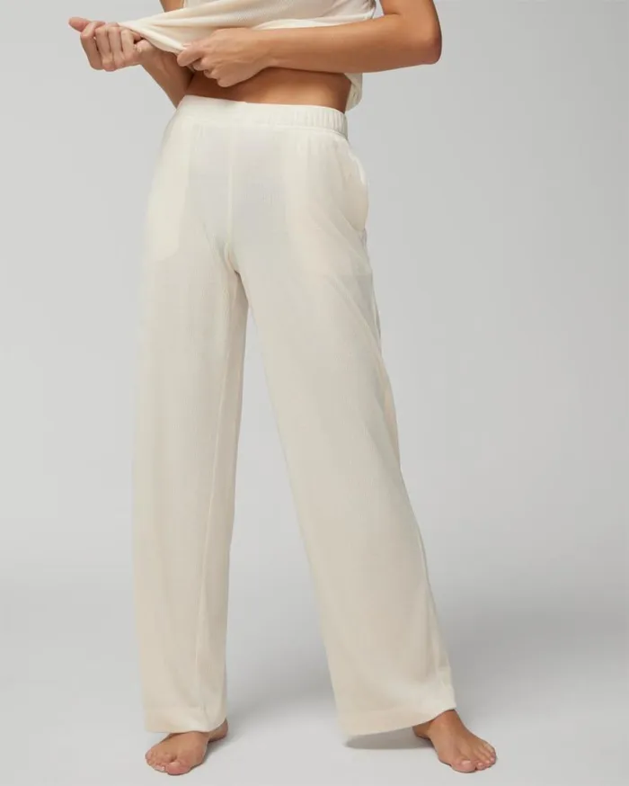 Soma Velvety Ribbed WideLeg Pants Vintage Pink Women Pajama Bottoms