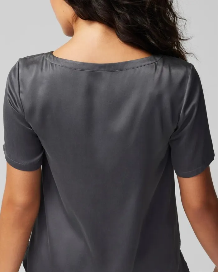 Soma Washable Silk ShortSleeve Tee Galaxy Gray Women Pajama Tops