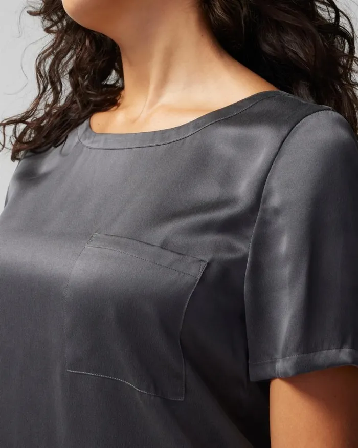 Soma Washable Silk ShortSleeve Tee Galaxy Gray Women Pajama Tops