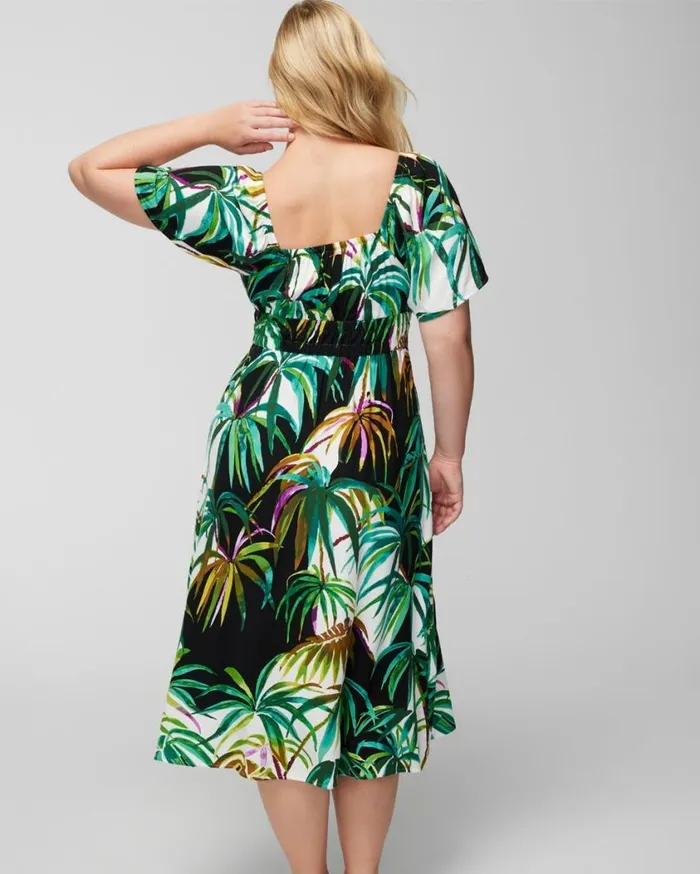 Soma Woven Midi Bra Dress Bungalow Palms Coconut Women Midi Dresses