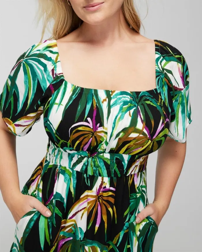 Soma Woven Midi Bra Dress Bungalow Palms Coconut Women Midi Dresses