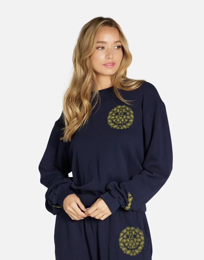 Spalding Diamond Happyface Navy Women039s Lauren Moshi Long Sleeve