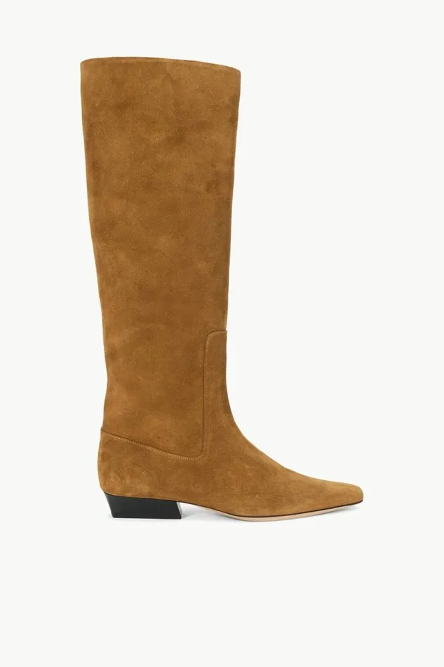 STAUD Boots WALLY FLAT BOOT Tan Suede 8211 Women