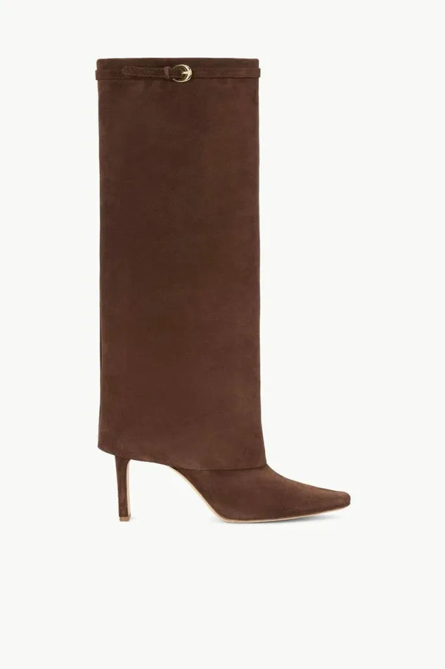 STAUD Boots WALLY FOLDOVER HIGH HEEL BOOT Mahogany Suede 8211 Women