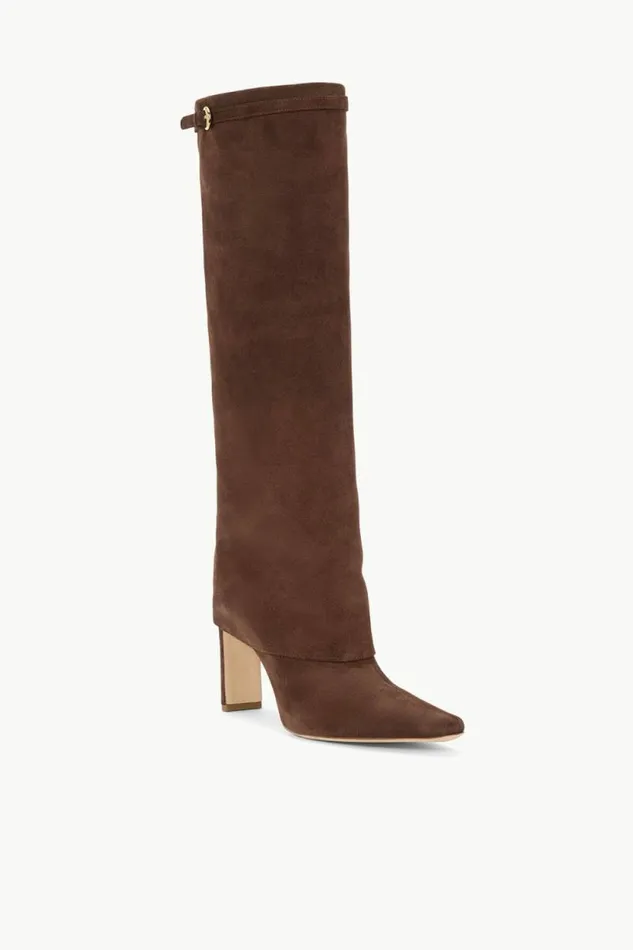 STAUD Boots WALLY FOLDOVER HIGH HEEL BOOT Mahogany Suede 8211 Women
