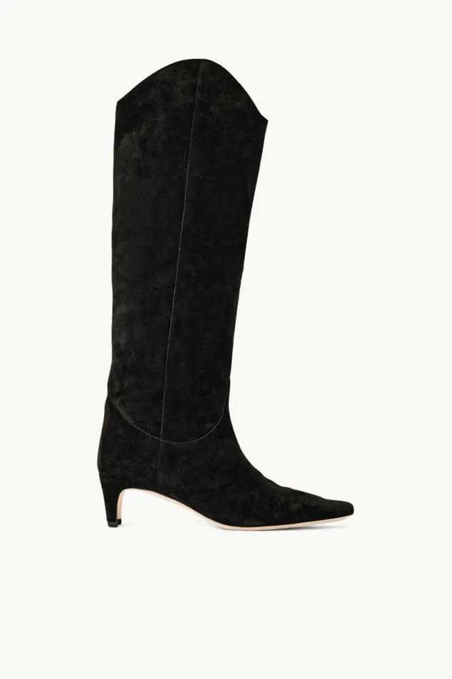 STAUD Boots WESTERN WALLY BOOT Black Suede 8211 Women
