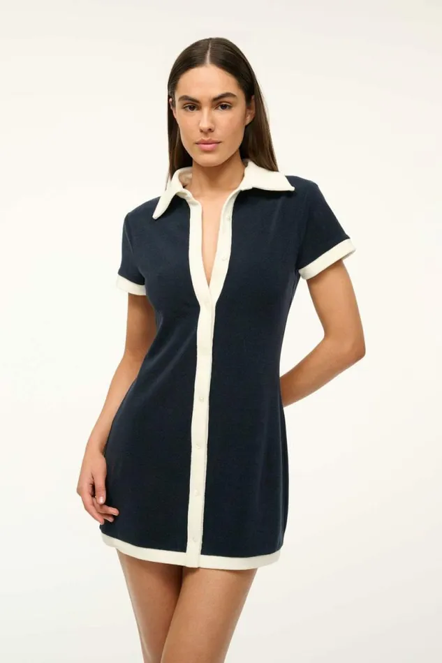 STAUD CoverUps HOLTZ COVERUP DRESS Navy White 8211 Women