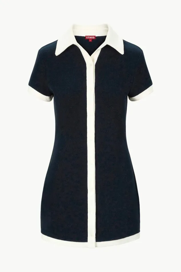 STAUD CoverUps HOLTZ COVERUP DRESS Navy White 8211 Women