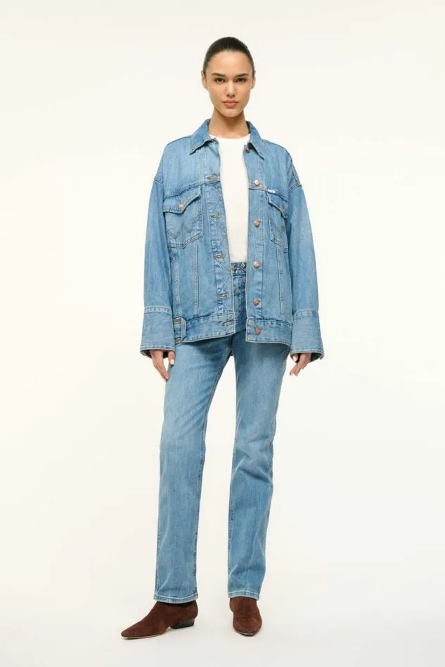 STAUD Denim WRANGLER THE BIGGEST JEAN JACKET Mid Blue 8211 Women