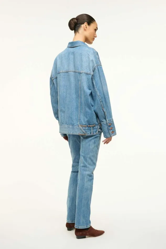 STAUD Denim WRANGLER THE BIGGEST JEAN JACKET Mid Blue 8211 Women