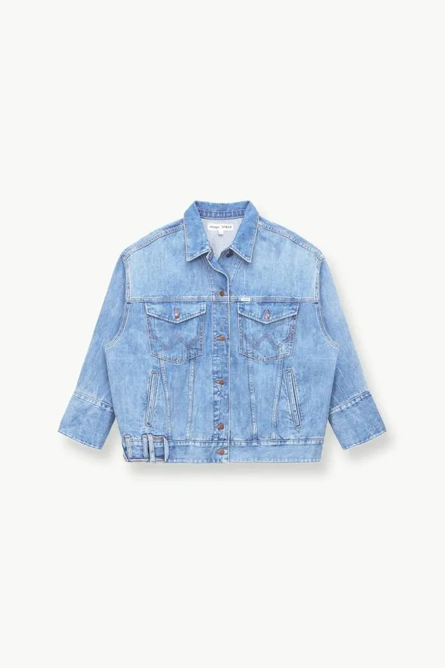 STAUD Denim WRANGLER THE BIGGEST JEAN JACKET Mid Blue 8211 Women