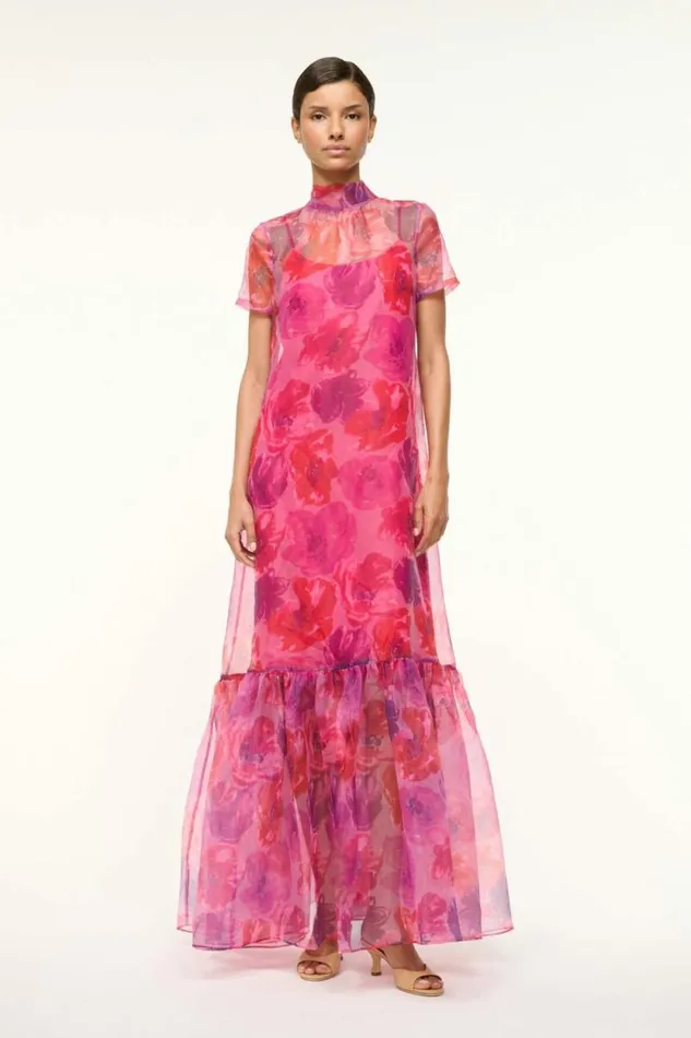 STAUD Dresses CALLUNA DRESS Magenta Painted Floral 8211 Women