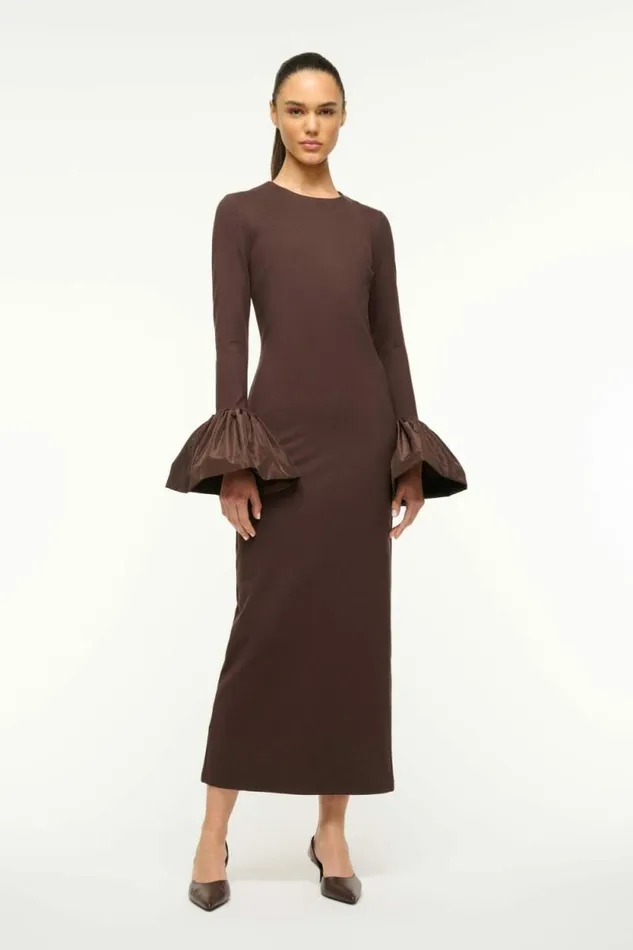 STAUD Dresses HAWTHORNE MAXI DRESS Dark Chocolate 8211 Women