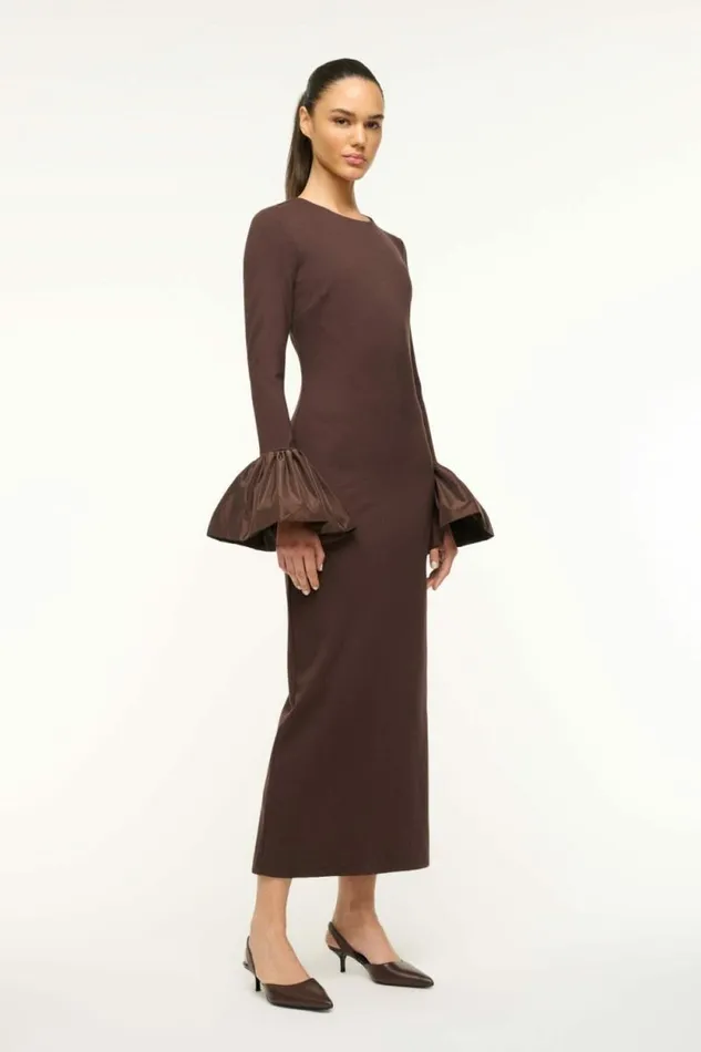 STAUD Dresses HAWTHORNE MAXI DRESS Dark Chocolate 8211 Women STAUD Dresses HAWTHORNE MAXI DRESS Dark Chocolate 8211 Women