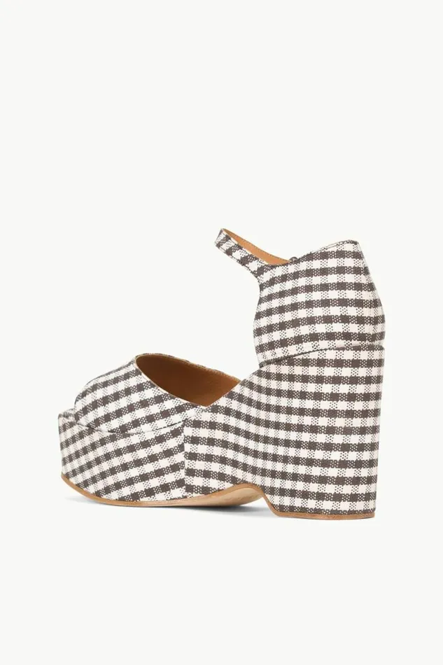 STAUD Platforms and Wedges STELLA PLATFORM SANDAL Dark Chocolate Micro Check 8211 Women