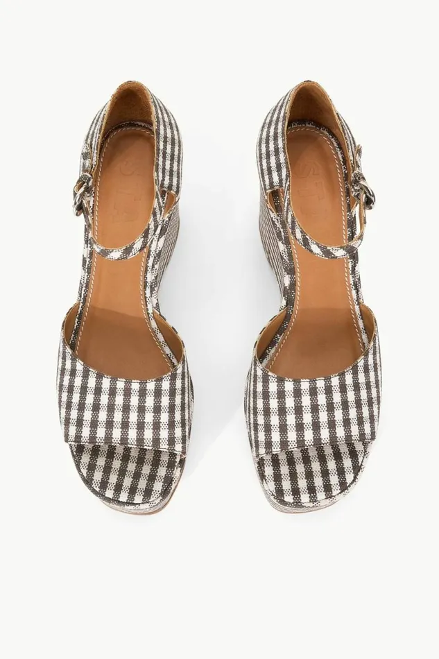 STAUD Platforms and Wedges STELLA PLATFORM SANDAL Dark Chocolate Micro Check 8211 Women