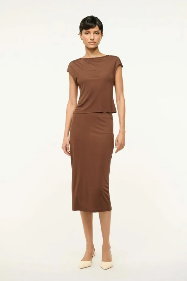 STAUD Skirts CHANA SKIRT Dark Oak 8211 Women