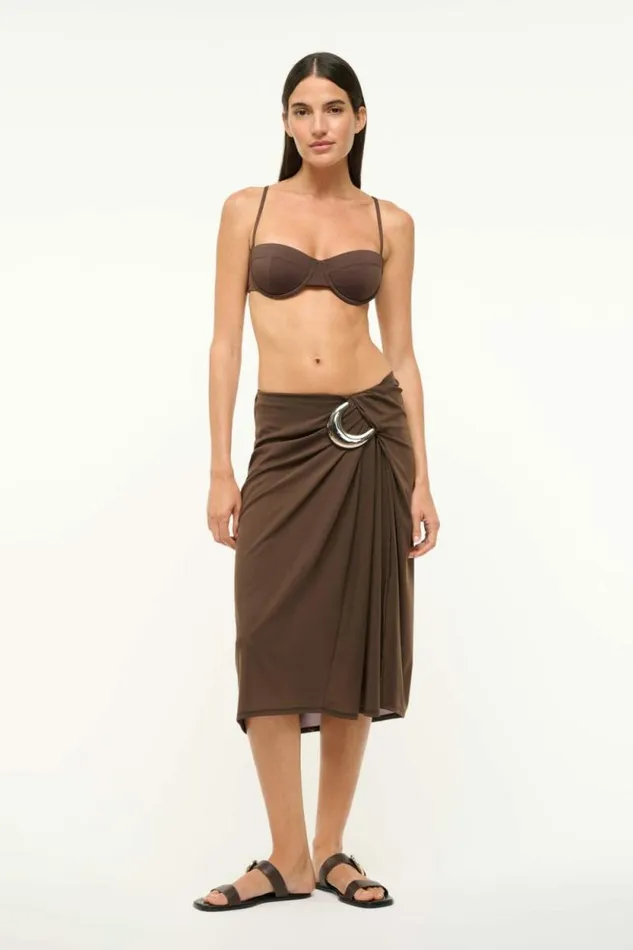 STAUD Swim CHIARA COVERUP SKIRT Dark Chocolate 8211 Women