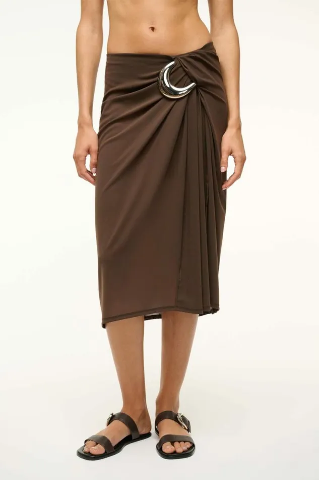 STAUD Swim CHIARA COVERUP SKIRT Dark Chocolate 8211 Women