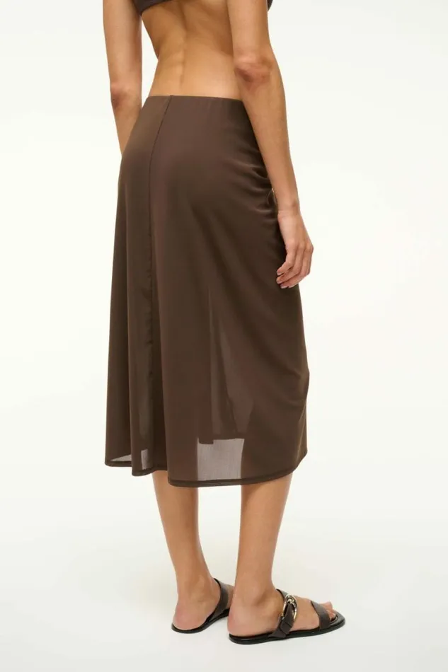STAUD Swim CHIARA COVERUP SKIRT Dark Chocolate 8211 Women