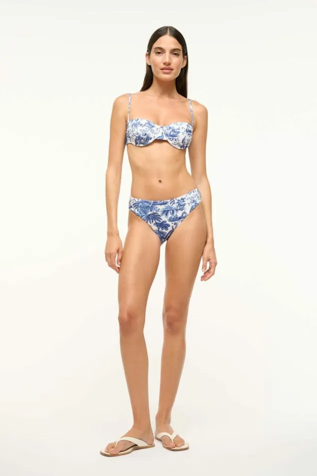 STAUD Swim CORSAGE BIKINI BOTTOM Blue Toile 8211 Women