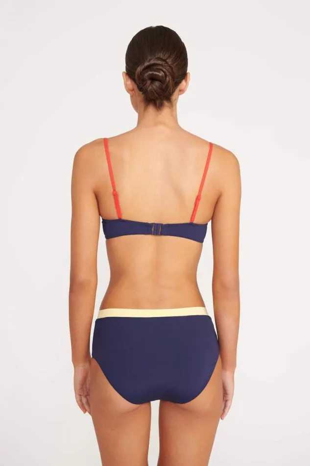 STAUD Swim DEVON HIGH RISE BIKINI BOTTOM Navy Colorblock 8211 Women