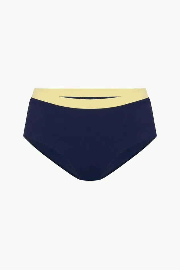STAUD Swim DEVON HIGH RISE BIKINI BOTTOM Navy Colorblock 8211 Women