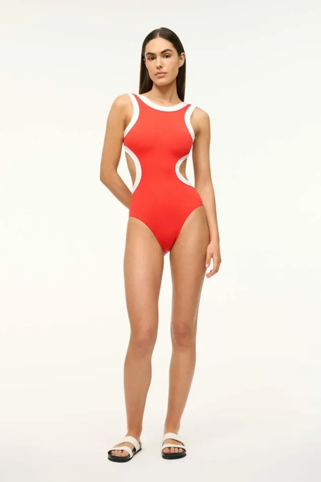 STAUD Swim DOLCE ONE PIECE Red White 8211 Women